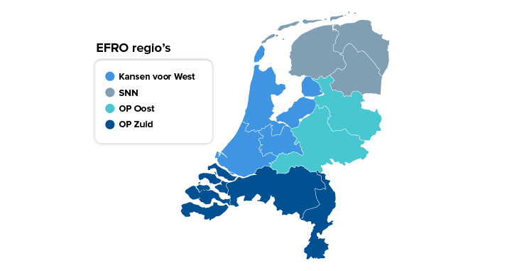 EFRO subsidie regio's van Nederland